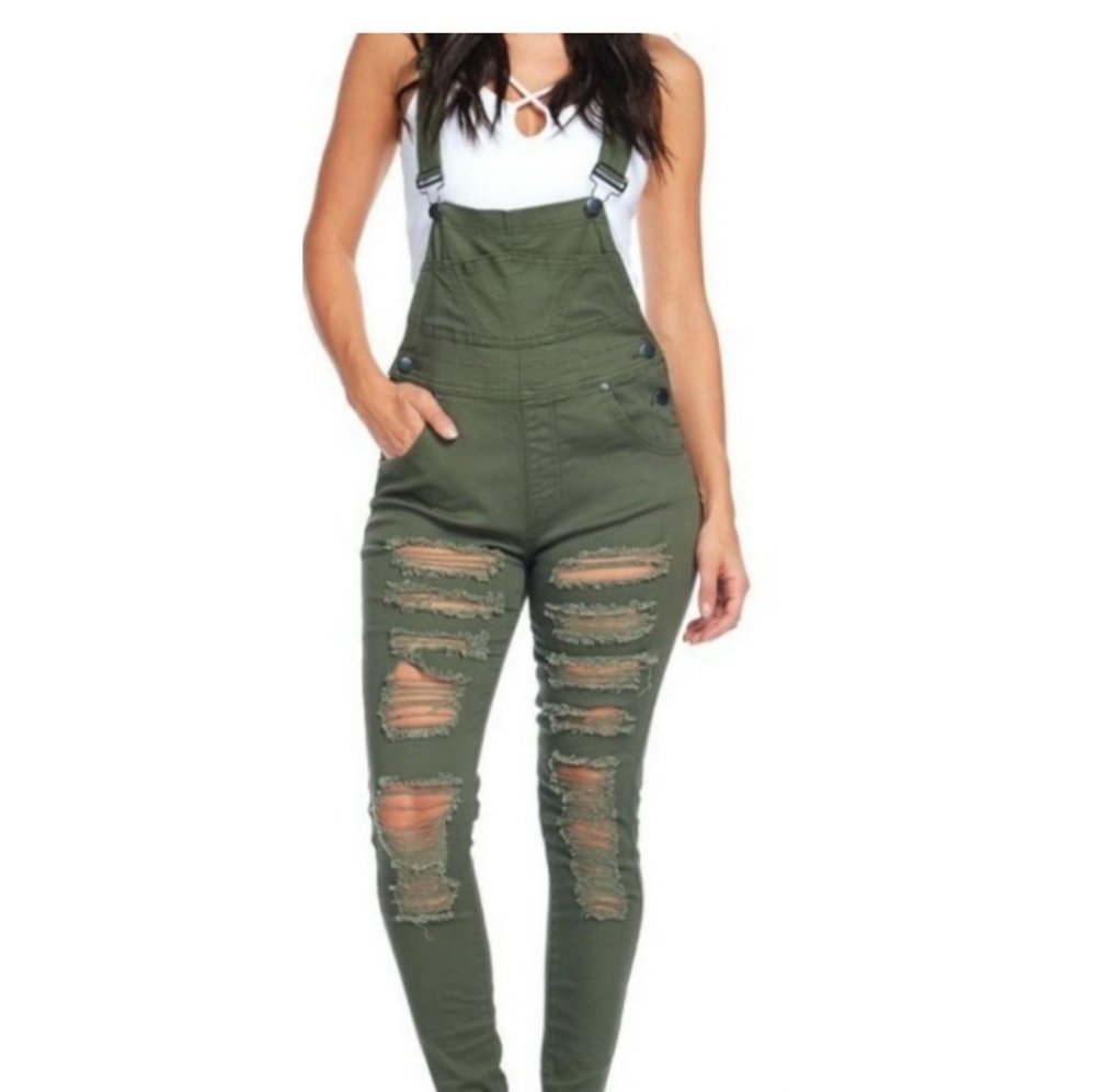 "New" Distressed overalls.